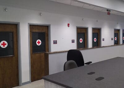 Doors with Red Cross logos