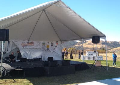 Oktoberfest stage and signage